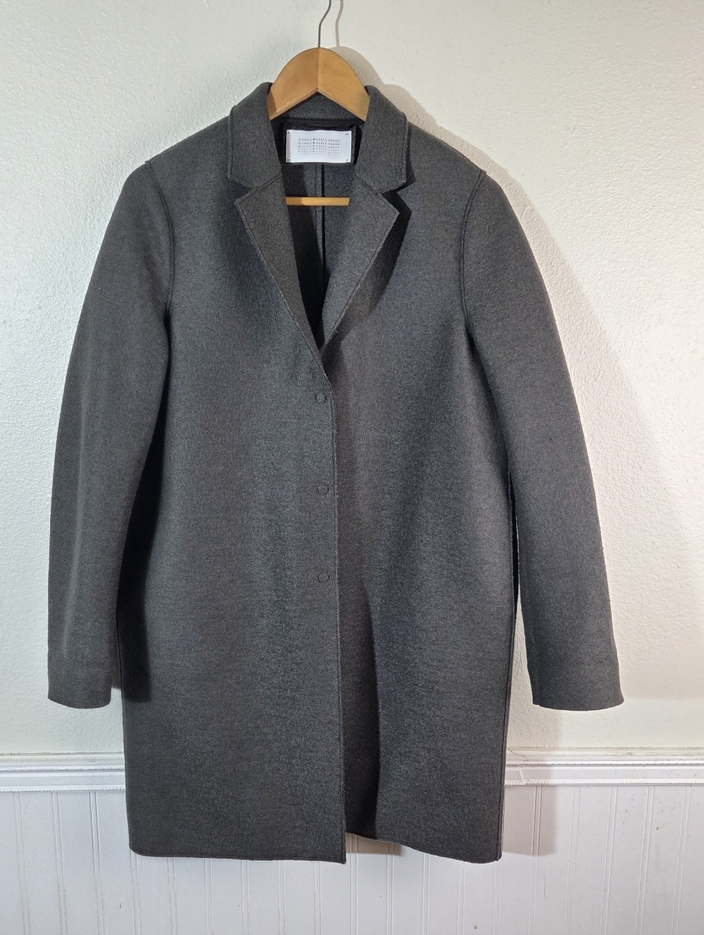 Harris Wharf London Womens US 6 Gray Virgin Wool Coat Minimalist Italy Small